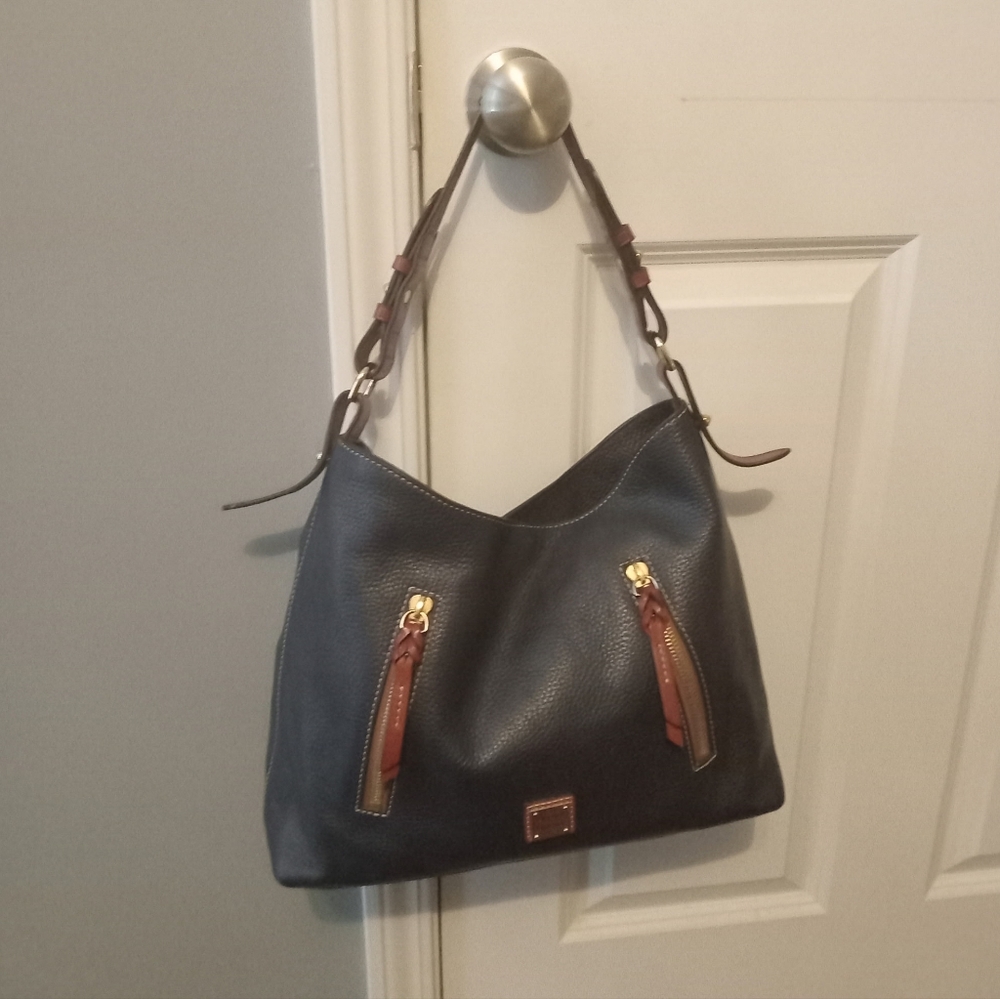 Dooney Bourke Pebble Grain Navy Blue Hobo Shoulder Bag Large Purse